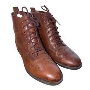 Vintage Calico brown leather lace up boots women’s 7M Brazil cottagecore prairie